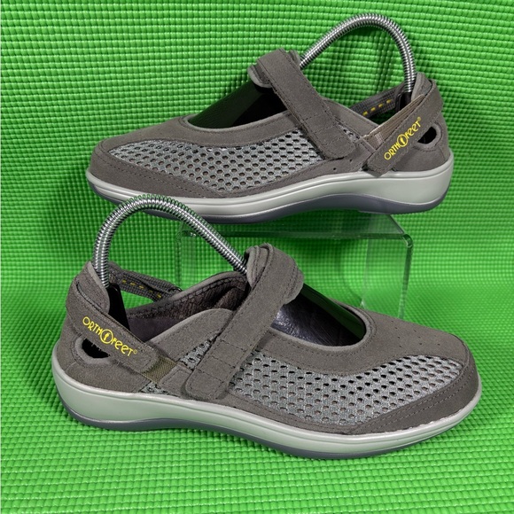 Orthofeet Sanibel Mary Jane Women's Suede Blue Gray Orthopedic Flat SZ 8 B - Picture 1 of 10